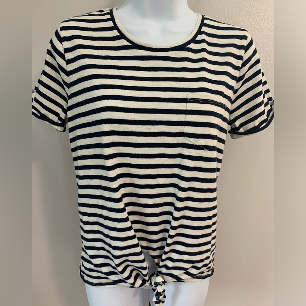 J Crew Tie Hem Striped Top
